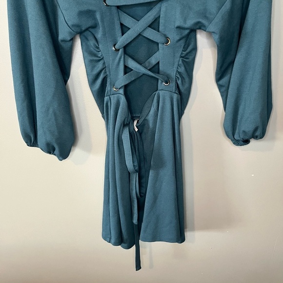 Free People Bianca Corset Back Mini Dress - Sample - Teal - Picture 8 of 9